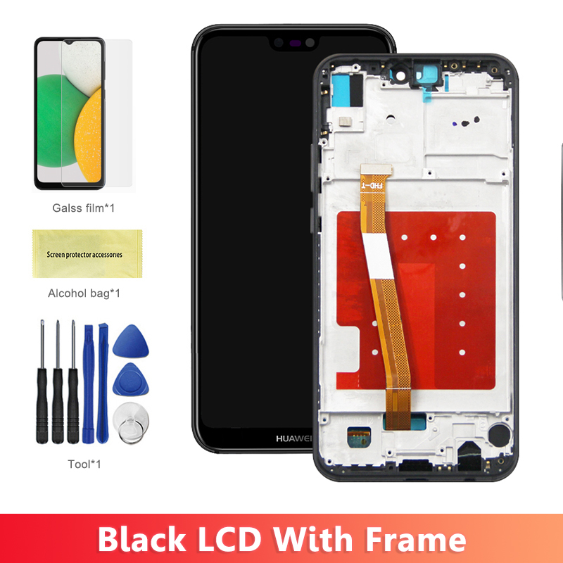 Pantalla de 5,84 pulgadas para Huawei P20 lite pantalla Lcd Digitalizador de pantalla táctil Digital con marco para Huawei P20 lite ANE-LX1 LX2 LX3 LX2J: Negro