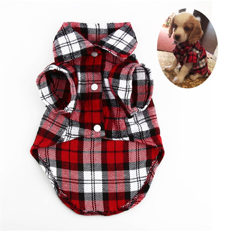 Plaid Hond Kleding Zomer Hond Shirts voor Kleine Middelgrote Honden Huisdier Kleding Yorkies Chihuahua Kleding Beste: red / M