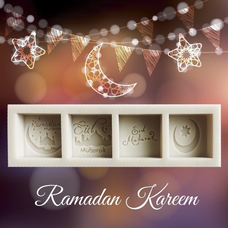 Eid Mubarak – moule en Silicone, mots, Fondant, Mousse, gâteau, chocolat, décoration, artisanat du sucre, bricolage, outils de cuisson, décoration