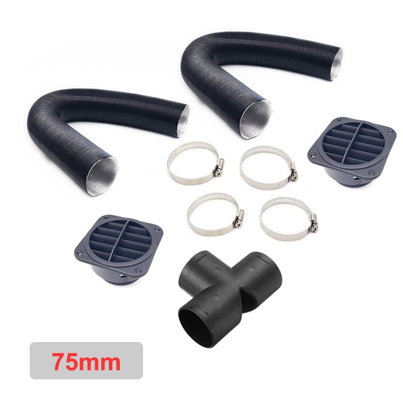 60mm 75mm auton lämmittimen putken kanavan t-kappaleen lämpimän ilman ulostuloventtiilin letkuklemmarit pysäköintilämmittimelle webasto eberspacher: Tasainen ulostulo 75mm