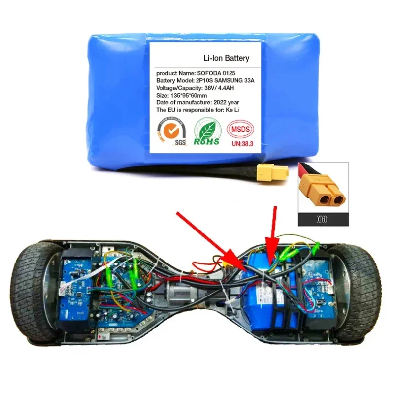 36V 7,0Ah Batterie Hoverboard Wiederaufladbare Li-Ion Akku Li-Ion Zelle Für Elektrische Selbst Gleichgewicht Rolle Hoverboard Einrad