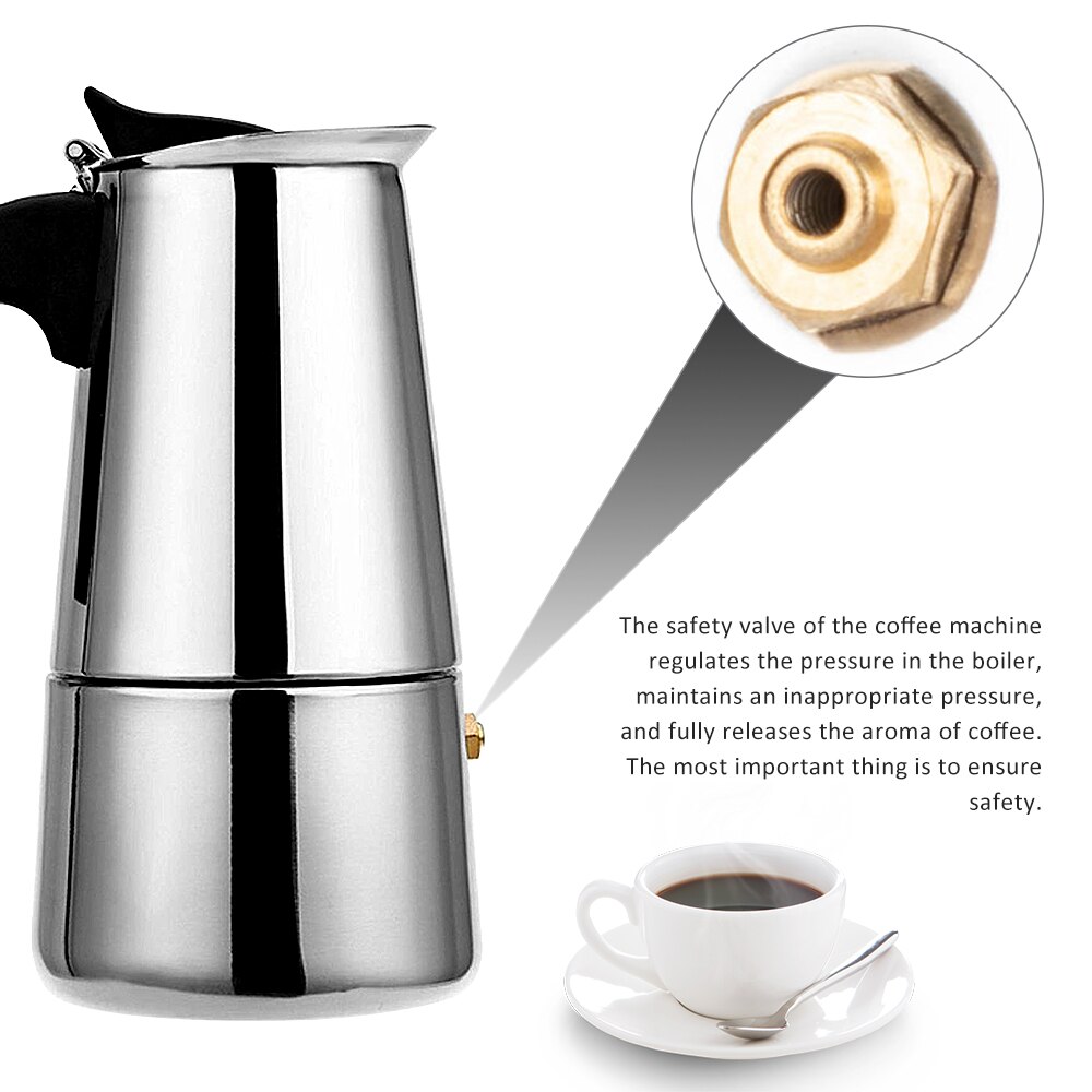 2/4/6 kopjes koffiezetapparaat pot roestvrij staal mocha espresso latte percolator fornuis koffiezetapparaat pot percolator thuis drankgereedschap