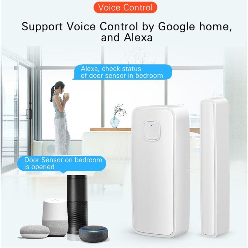 Alarmest Wifi Deur Sensor Smart Home Draadloze Wifi Deur Sensor Met Alexa Google Home Alarm Security Power Door Tuya