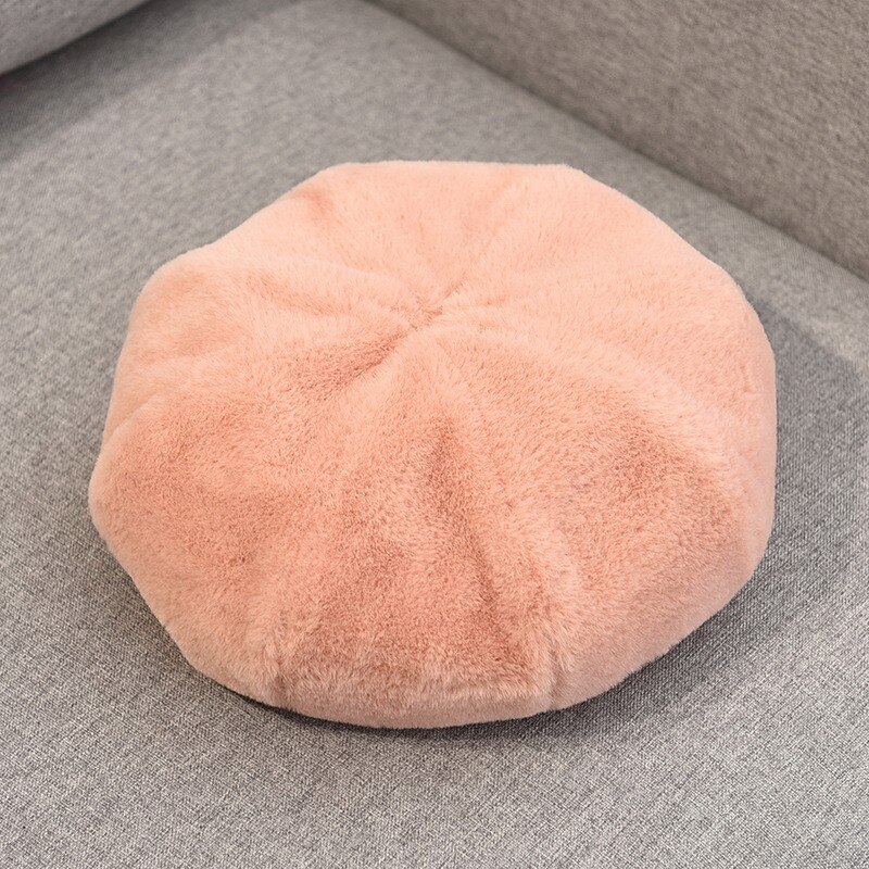 Autumn Winter Beret Women's Hat Korean Style Plush Warm Retro British Women Plush Painter's Hat: 07