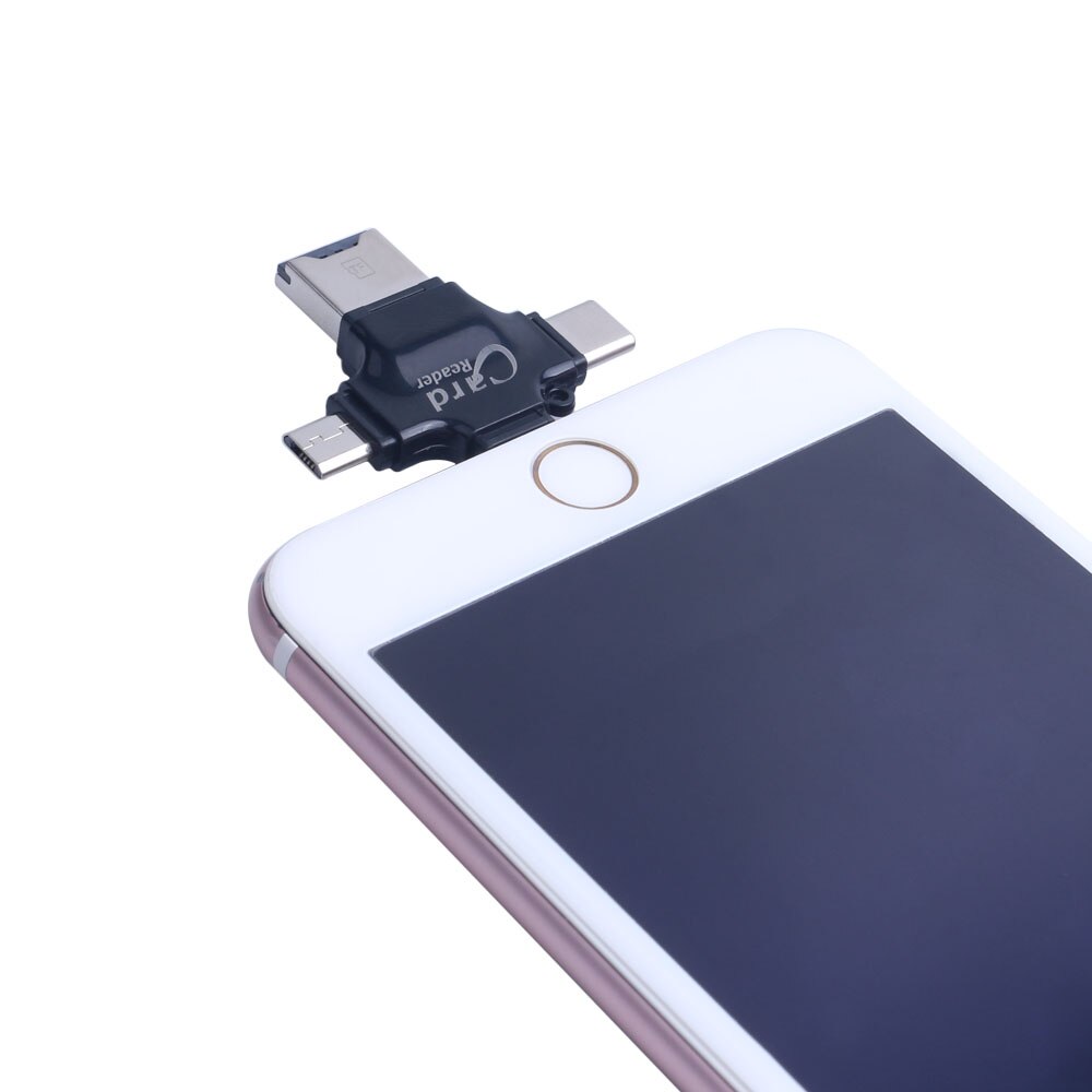 4 in 1 Micro SD Memory Card Reader Lightning/Type-C OTG Kaartlezer voor iphone 6 7 8 plus Samsung S8 S9 OnePlus 5 6