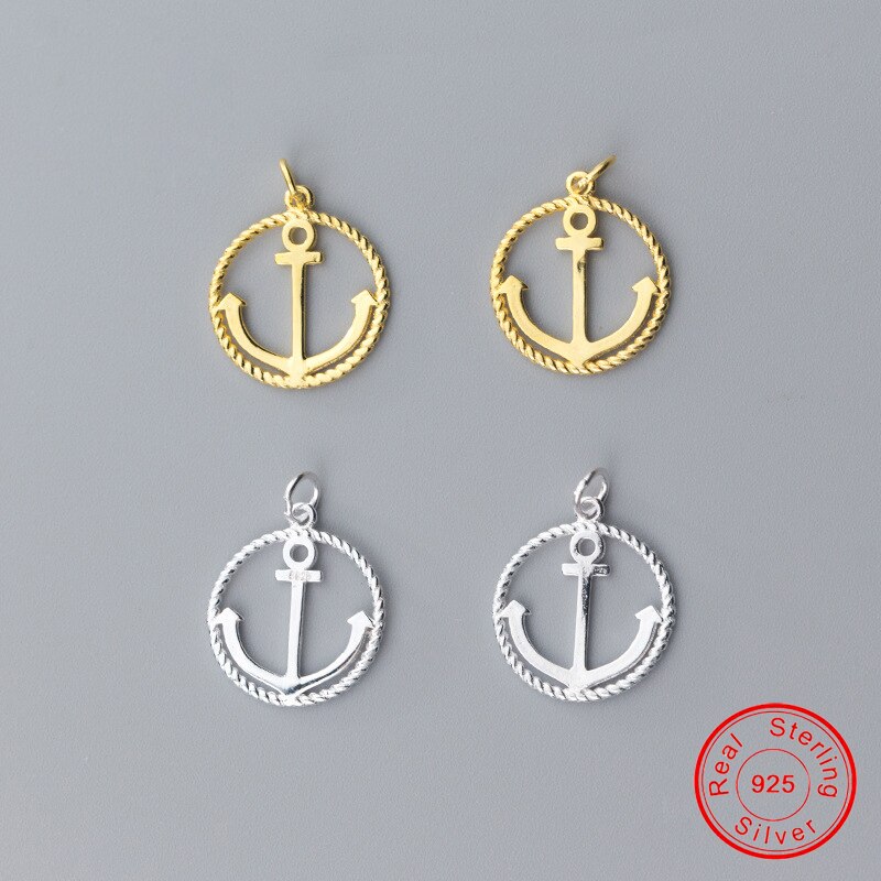 Uqbing 100% 925 Sterling Zilver Populaire 13 Mm Ronde Anker Hanger Dangle Charm Fit Vrouwen Armband Kettingen Diy Sieraden