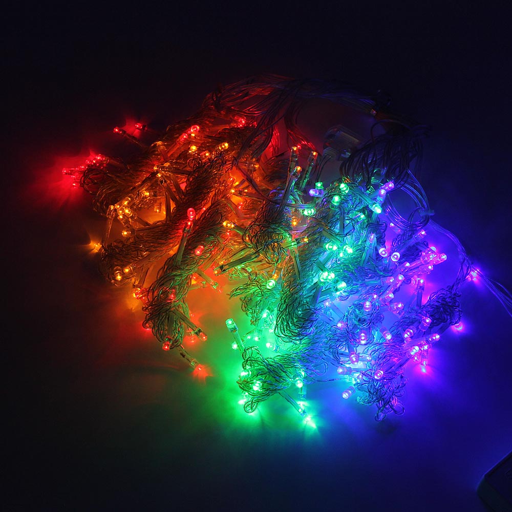 Anblub Jaar 3M X 3M Outdoor 300 Led Gordijn String Lights 8 Modes Fee Garland Home voor Kerstvakantie Wedding: Multicolor / EU Plug