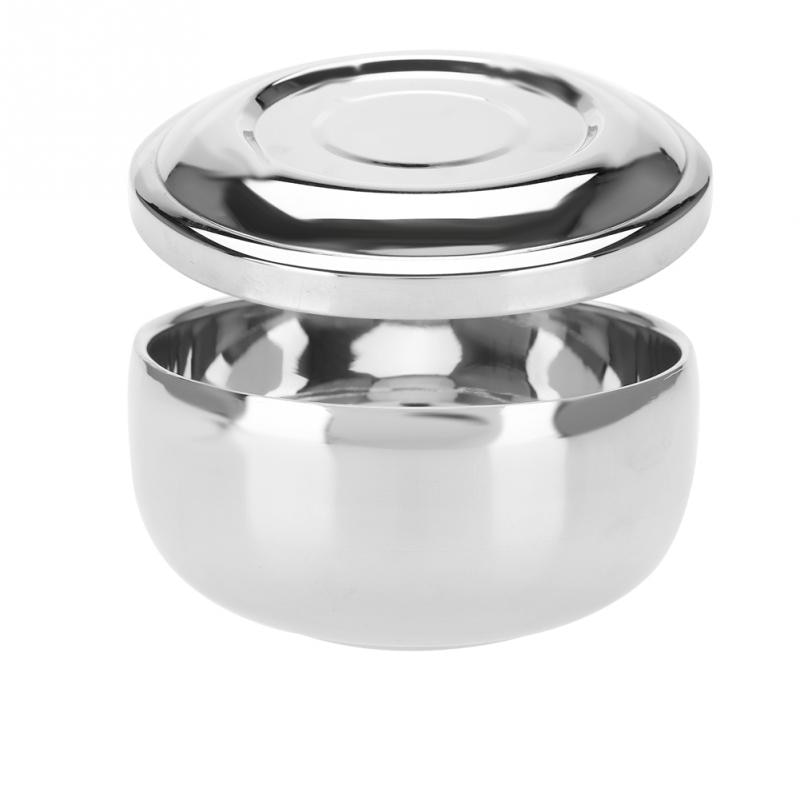 Universal Men Stainless Steel Beard Shaving Soap Bowl Shaving Mug Container With a Mirror