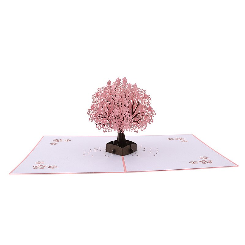 Handgemaakte 3D Popup Verjaardag Bruiloft Moederdag Dank Kaart Jaar Uitnodiging Kersenbloesem Boom