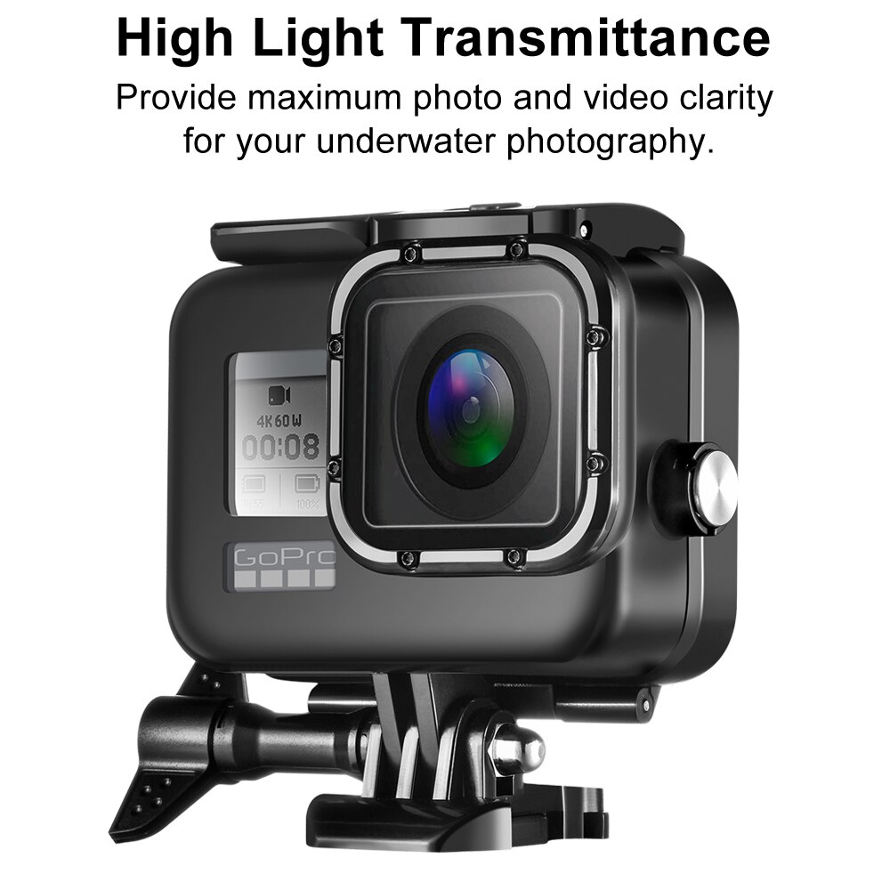 Black 60M Waterproof Housing Case for GoPro Hero 8 Black Dive Protective Underwater Diving Cover for Go Pro 8 Accessories