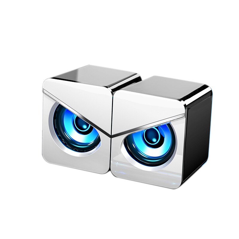 3D Sound Effect Dual Speaker Computer o, Usb Wired Home Desktop Office Gaming Notebook Subwoofer Speaker: White