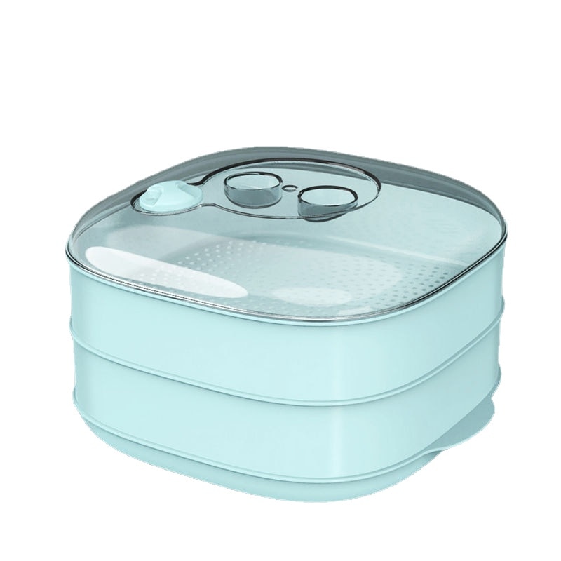 Microwave Oven Special Heating Universal Steamer Steamed Bread Steamer Household Multi-Functional Three-Layer Steamer: Double  light green
