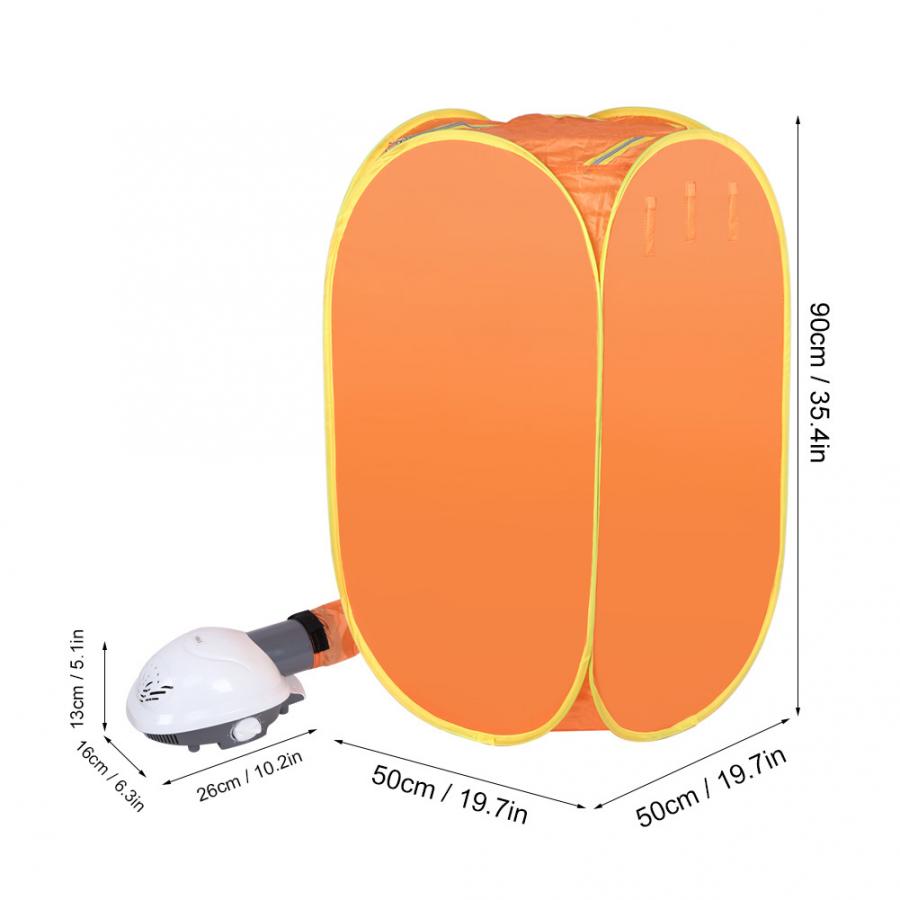 Portable Household Clothes Drying Bag Mini Folding Electric Dryer Machine Orange
