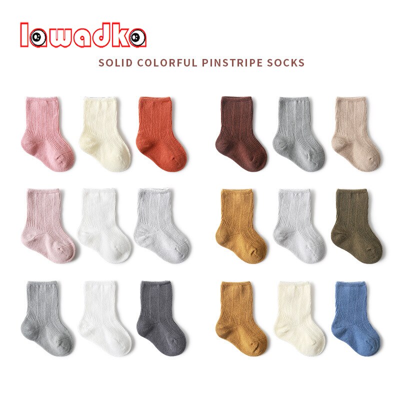Lawadka 3 Paare/los Einfarbig Frühling und Herbst Socken Für Neugeborene Atmungsaktive Baumwolle Art Socken Für Jungen Mädchen Dünne Socken