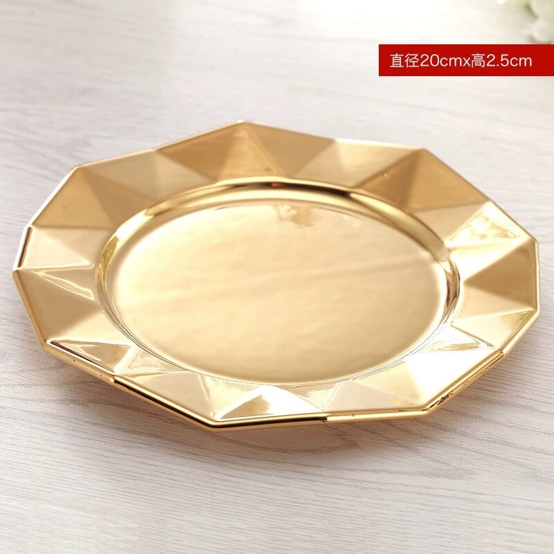 Ceramic Plate Bowl Cup Mug Europe Plating Golden for Dinner Breakfast Hotel Salad Bowls plates: 1 plate