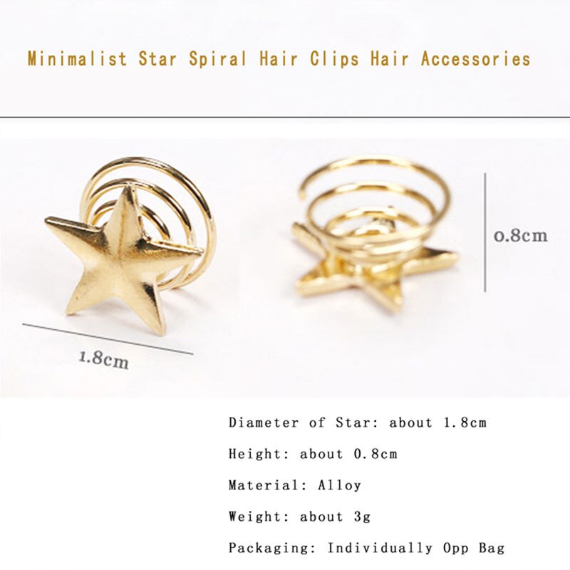 1Pc Minimalist Star-shaped Spiral Hair Clips Girls Lady Decorative Hair Pins Women Alloy Styling Tools Hairpins Hair Accessories