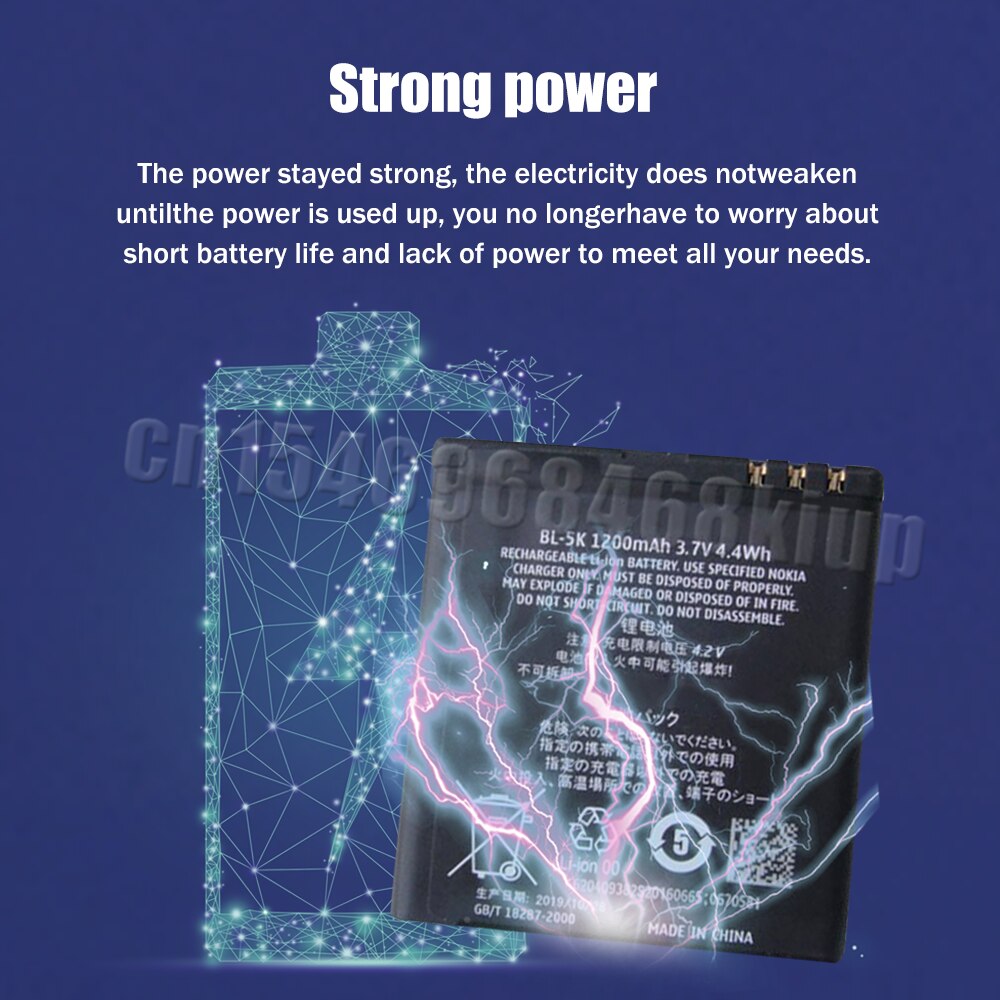 1-20PCS 1200mAh BL-5K BL 5K BL5K Rechargeable Lithium Phone Battery For Nokia N85 N86 8MP N87 2610S 701 Oro C7 C7-00 X7 X7-00 T7