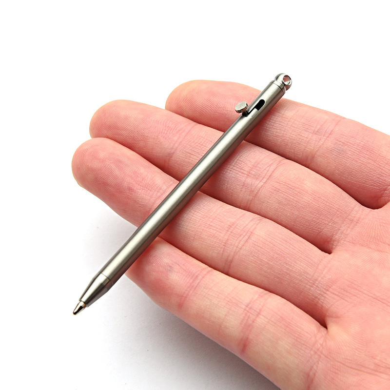 Puur titanium Mini Compact Bolt Pen Draagbare sleutelhanger Pen Draagbare reismetaal Balpen Ondertekening Feestcadeaus voor gasten: Bordeaux