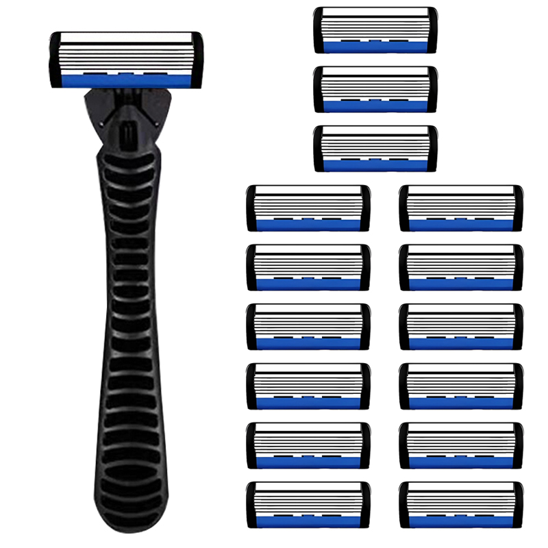 Handmatig scheermes voor mannen, zeslaags mes, roestvrijstalen mesjes, geen huidbeschadiging, ouderwetse mesjes, scheerkoppen: Wit