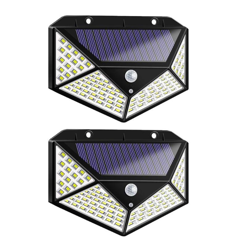 1/2/4pcs Power Light Outdoor 100LED PIR Motion Sensor Wall Light Lantern Waterproof Yard Security Lamp Garden Yard Drivew: 2PCS White light