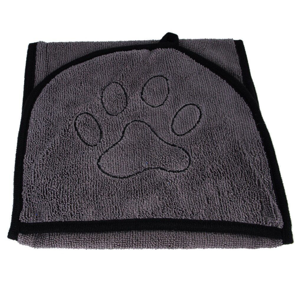 Toallas de baño de microfibra superabsorbentes para perro, manta de secado para mascotas con bolsillo, Toalla de baño para perros pequeños, medianos y grandes: Gris