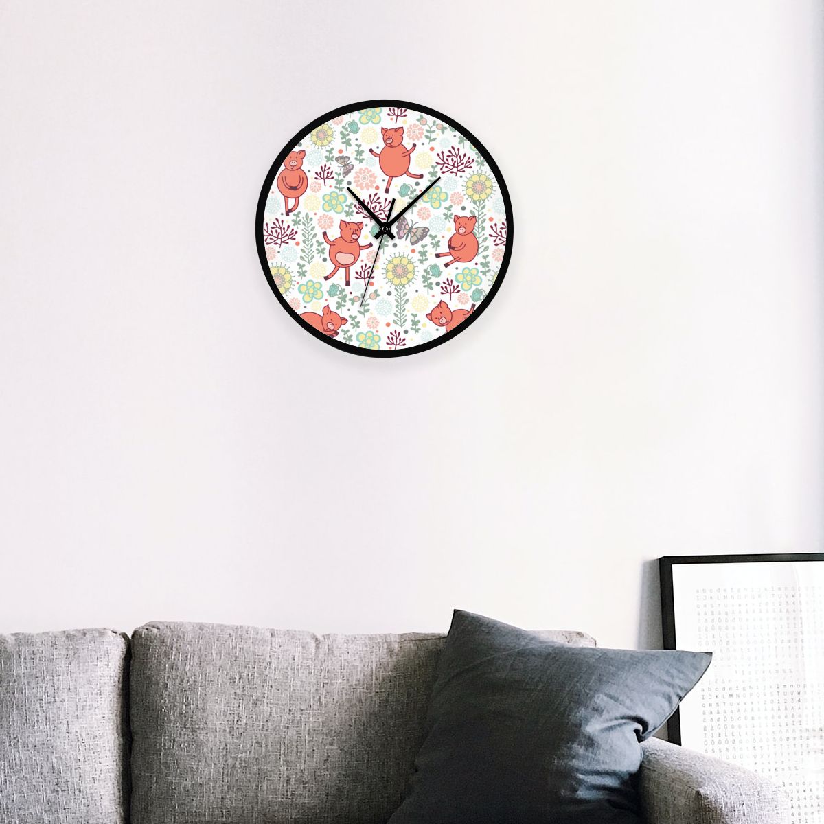 3D printing Animal World Zoo Round wall clock diy quartz watch still life clocks modern home decoration living room