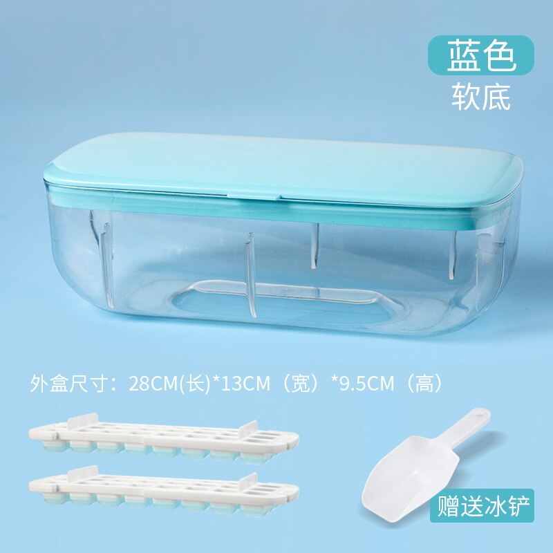 Forms for Ice Block With Cover Silicone Mold Silica Gel Ice Lattice Double-layer Creativity Molds Cube Tray Kitchen Tools Dining: blue double layer