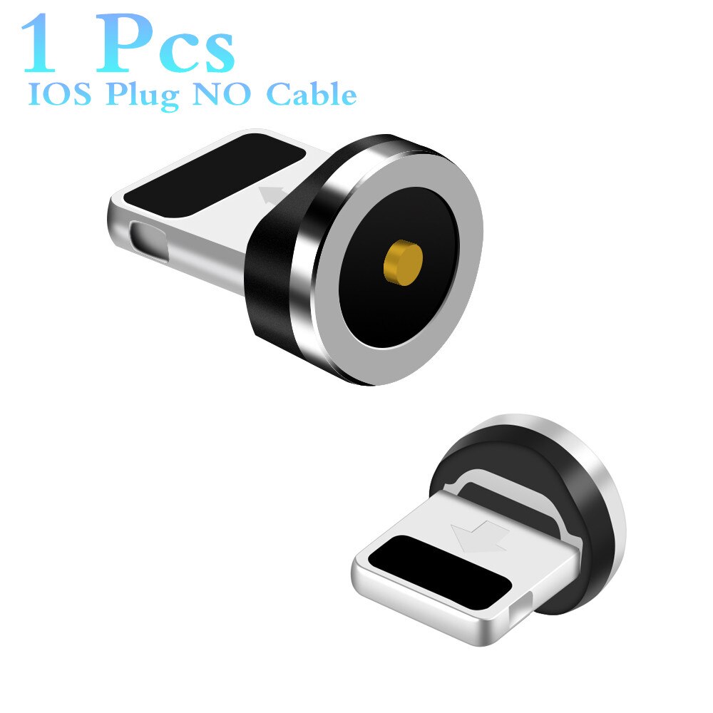 Cabo magnético micro usb tipo c, adaptador com 8 pinos e tomada usb (apenas tomada magnética) cabo magnético para cabeça redonda, 1m, 2m: For iPhone