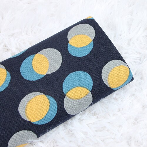 Tela de algodón grueso de para decoración del hogar, tejido de 110x45cm con estampado circular artesanal, bolsa de costura hecha a mano, mantel, cortina,: cotton Fabric 2