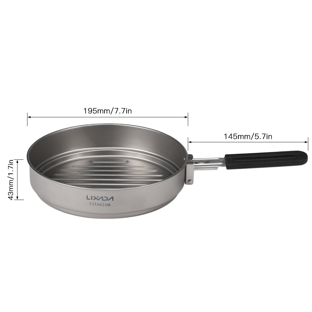 Lixada Vouwen Titanium Pannenset 2.8L Opknoping Pot 1.1L Pan Voor Outdoor Wandelen Picknick Koken Camping Apparatuur Servies: 1.1L Pan