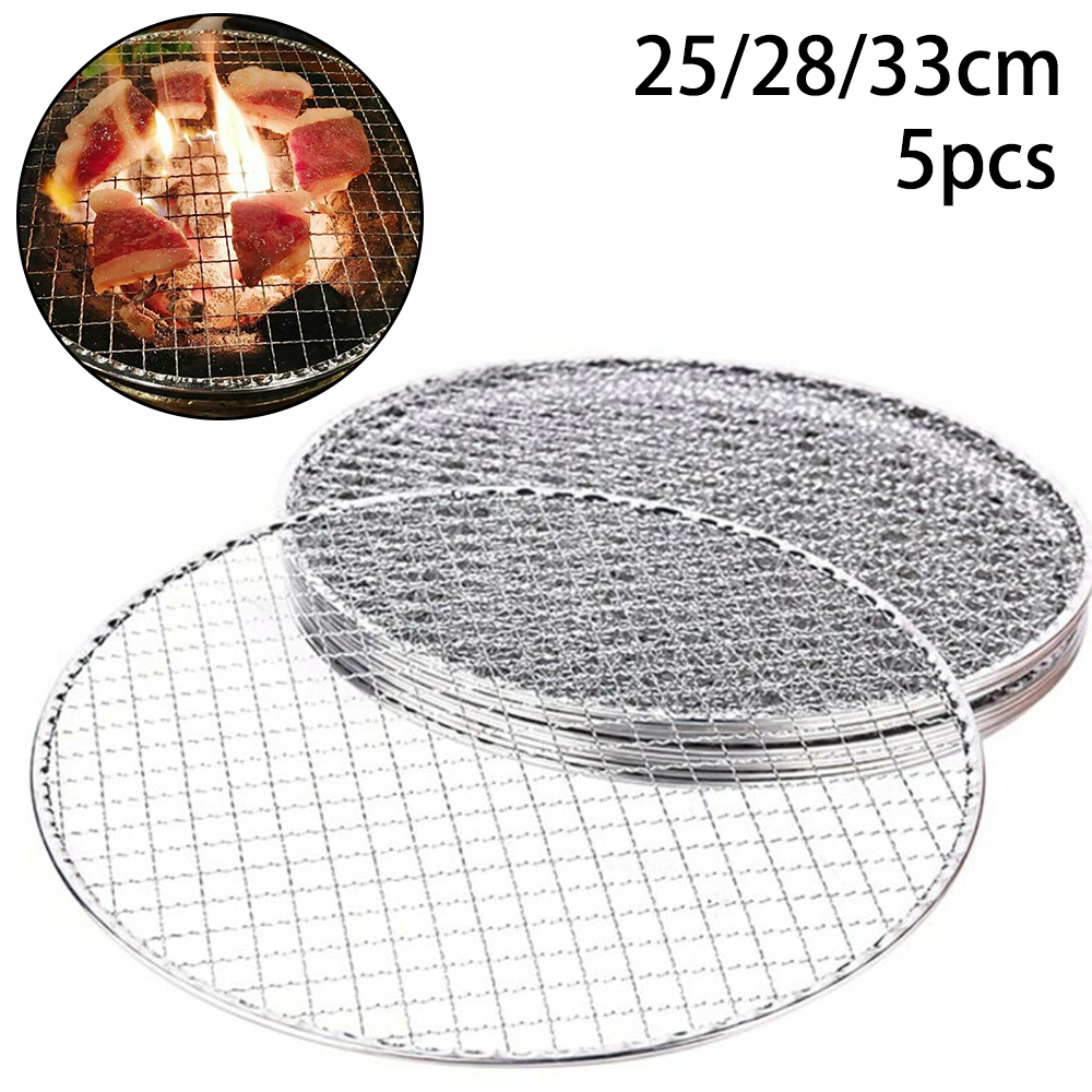 5 stücke Grill Racks Runde Einweg Draht Net Grill Racks Eisen Braten Rost Kochen Grill BBQ 25CM 28CM 33CM Kochen Net Werkzeug