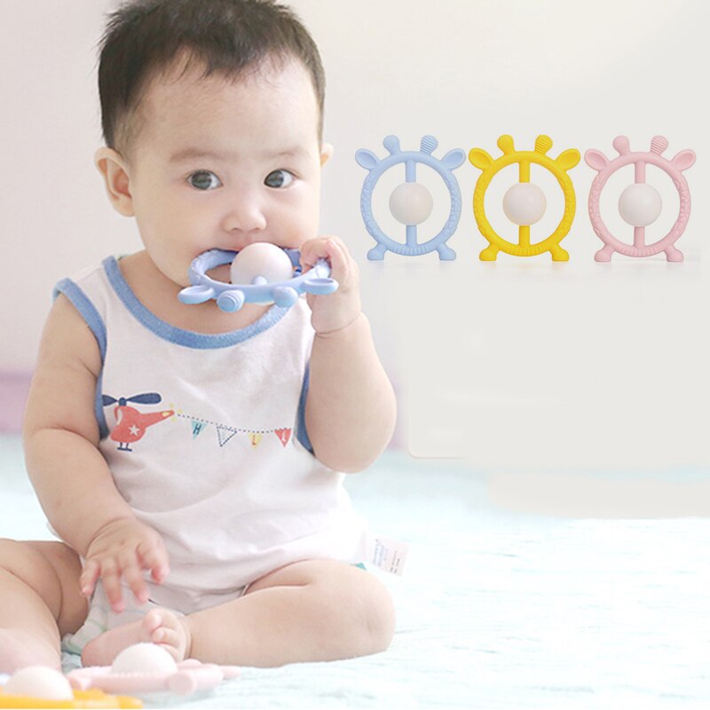 Sonajero mordedor de silicona para bebés de 0 a 12 meses, vara para Molar, diente sólido, agarre de mano, sonajero