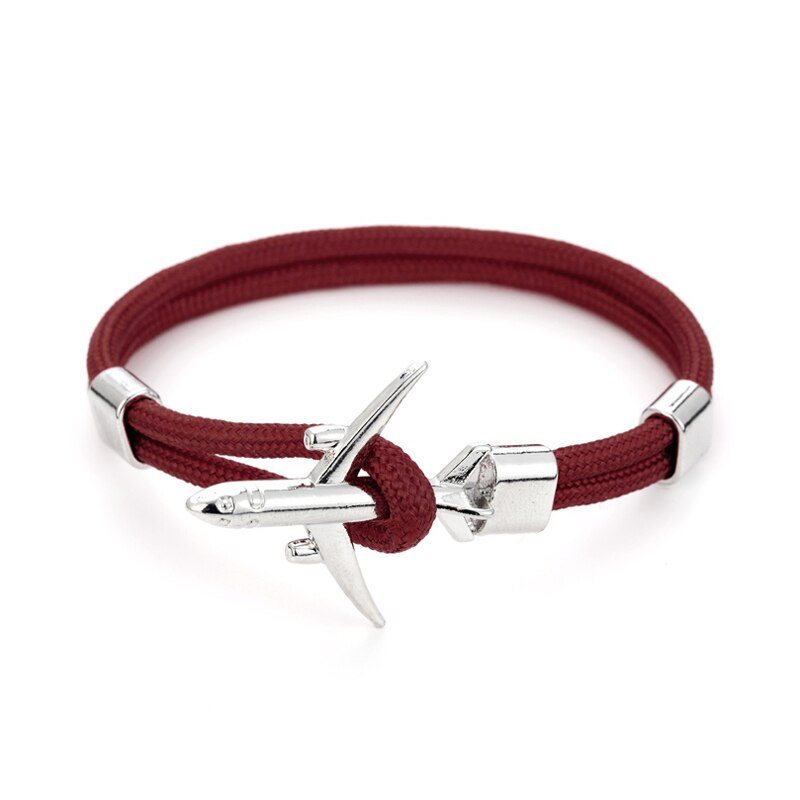 20 farben Silber Anker Armbänder Männer Frauen Charme Seil Kette Paar Armband Metall Flugzeug Leder Haken Homme Schmuck: FS-20