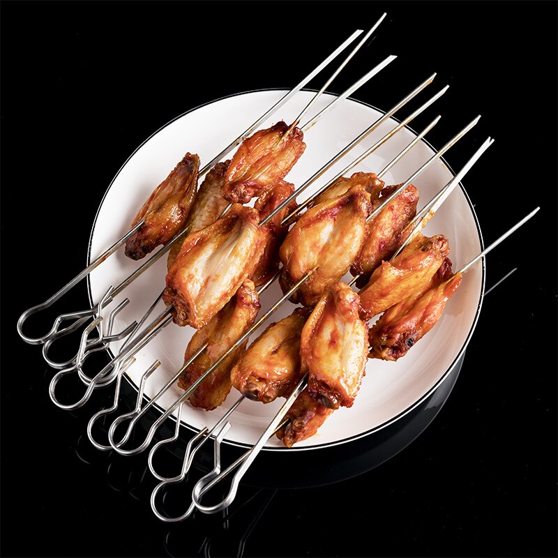 10 fork BBQ Steel Metal Roaster Rotisserie Skewers Needle Cage Oven Kebab Maker Grill Barbecue Without Middle Rotating Rod WF