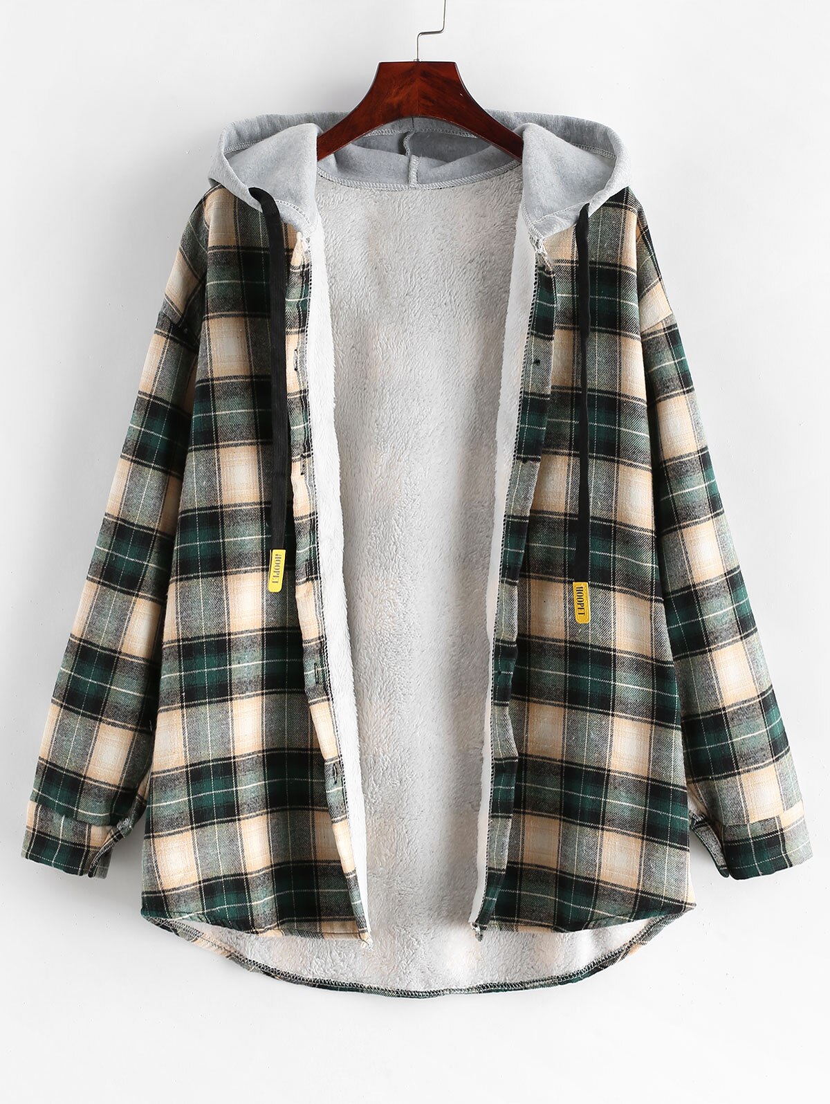 ZAFUL Vintage à capuche Plaid veste flanelle manteau femmes hiver sweats à capuche manches longues ample décontracté vêtements de dessus pour femmes Chic hauts: Multi c / XL
