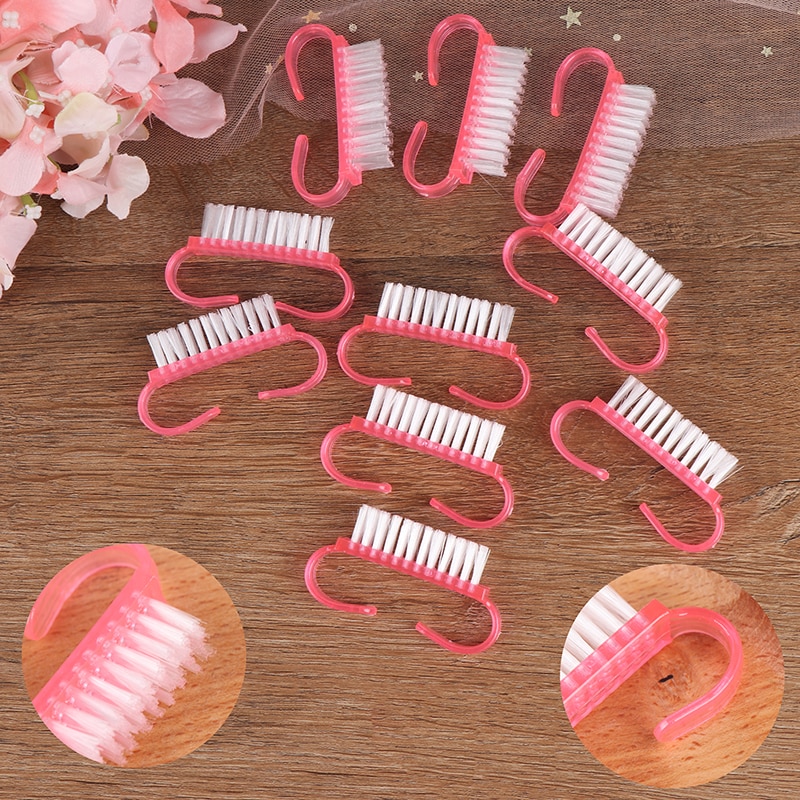 Cepillo de limpieza para uñas, herramientas de limado para manicura y pedicura, suave, elimina el polvo, cepillos de limpieza de plástico, 10 unids/lote