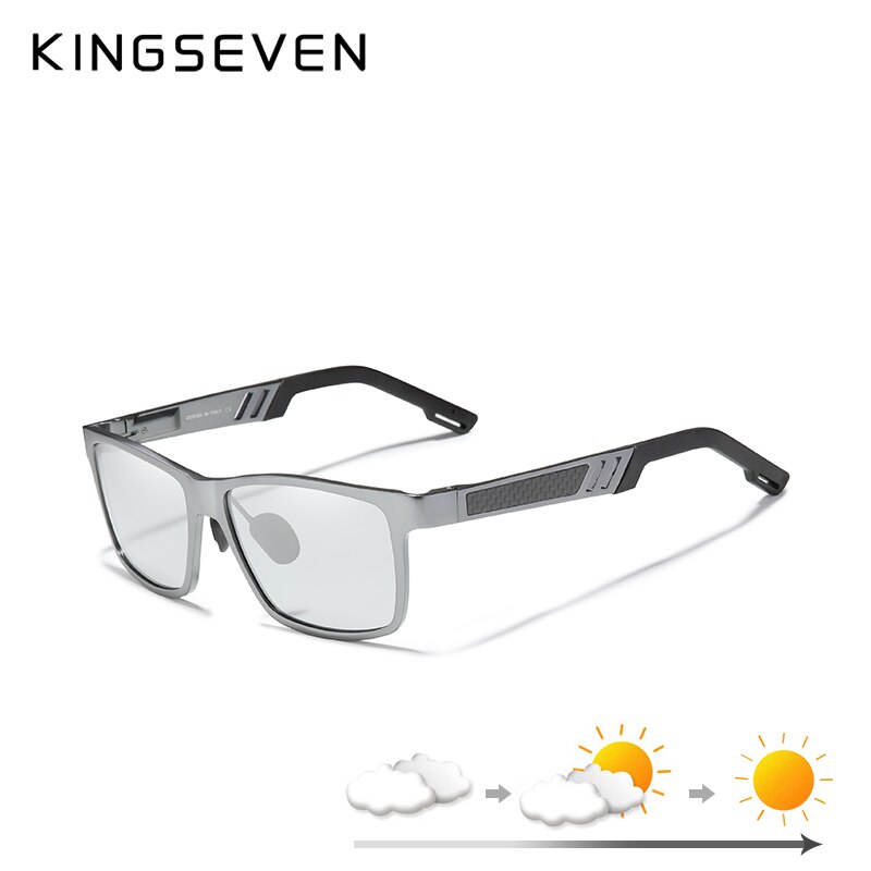 Kingseven Meekleurende Zonnebril Mannen Vrouwen Gepolariseerde Chameleon Rijden Bril Anti-Glare Zonnebril Zonnebril Heren: Gun Photochromic