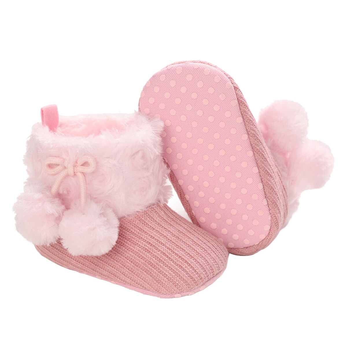 Caterpillar – bottes de neige antidérapantes pour bébé fille et garçon, bottines chaudes d'hiver en fausse fourrure douce, en tricot à fleurs, pour les premiers pas des nourrissons