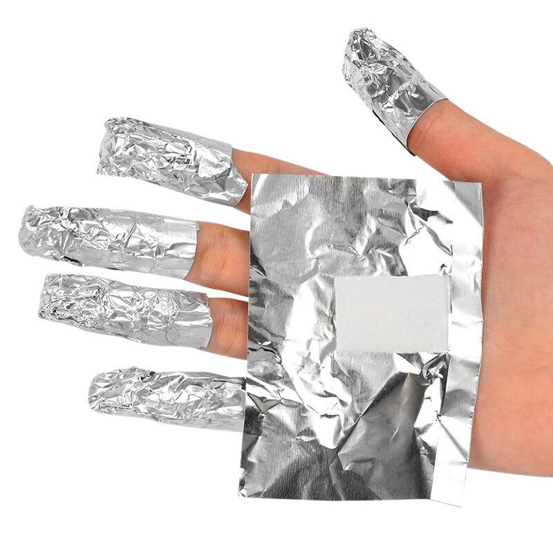 100 stk/parti aluminiumsfolie nail art soak off akryl gel remover makeup værktøj nem rengøring gel neglelak neglefjerning wraps