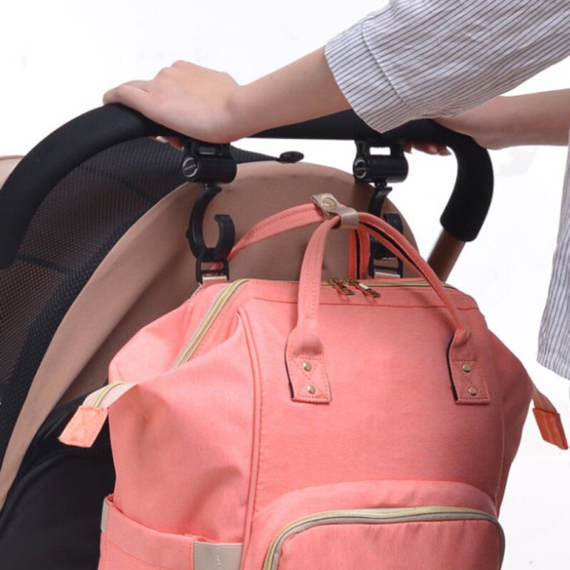 2 piezas/accesorios de sillas de bebé Multi-función ganchos cochecito colgadores con forma de gancho bolsas bolsa de mamá ganchos giratorios 360-Degre