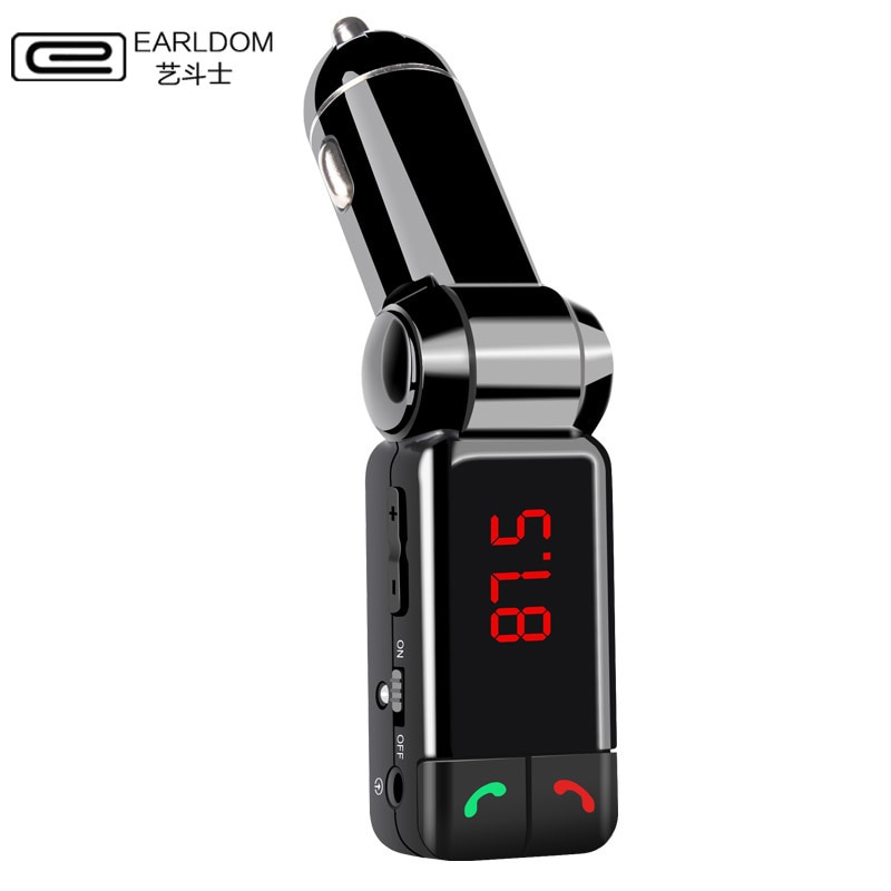 Earldom-cargador de teléfono móvil ET-BC06 para uso en coche, adaptador Bluetooth, compatible con llamada manos libres, MP3, tarjeta SD, Radio FM, emisor de conexión