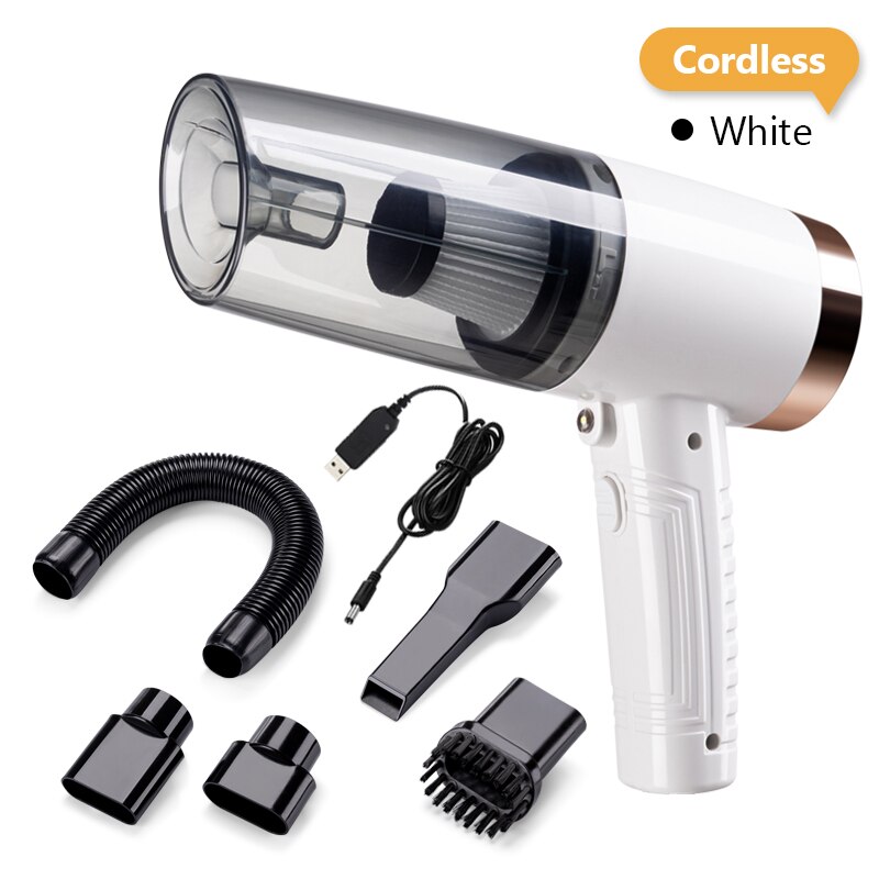TOMULE Portable Car Vacuum Cleaner Handheld Cordless Vacuum Cleaner Household and Car Dual-Use Rechargeable MINI Vacuum Cleaner: Wireless White