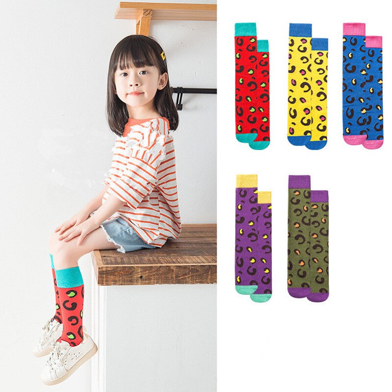 Baby Meisjes Kniekousen Rood Wit Luipaard Print Sokken Voor Meisjes Katoen Ademend Warme Sokken Kinderen Lange Buis Sokken beenwarmers