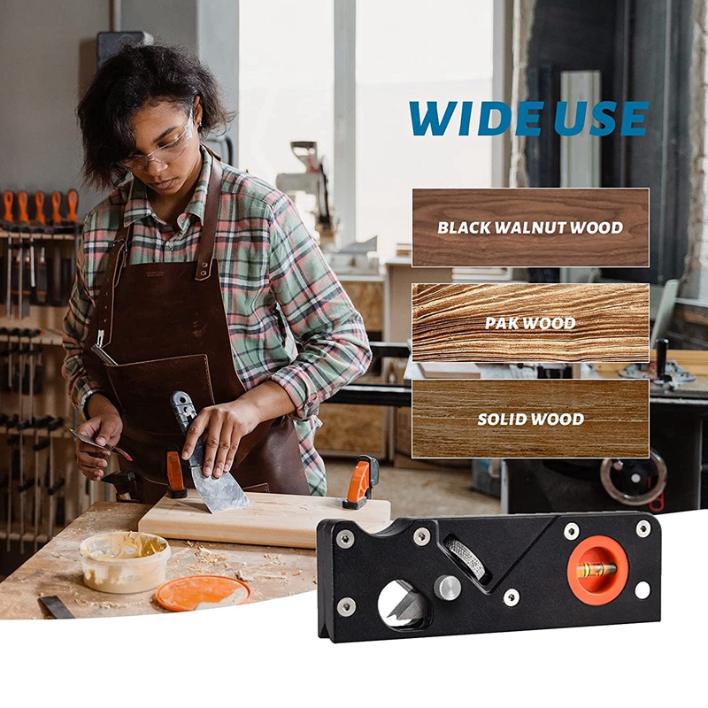 Chamfer Plane With 3 Cutter Heads,Woodworking Hand Planer For Quick Edge Planing And Radian Corner Plane Trimming.