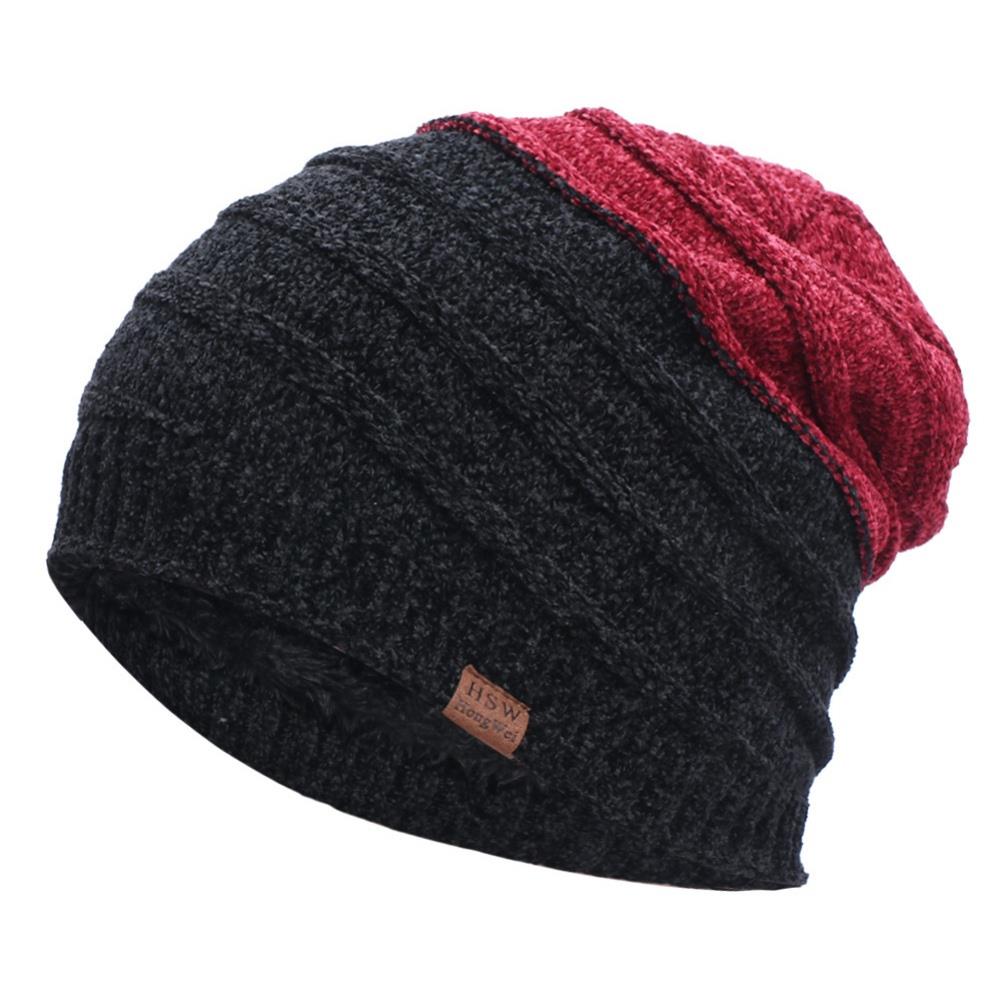 Damen herren beanie totenkopfmütze fleecegefütterte warme strickmütze radmütze skimütze outdoor-sportmütze baggy slouch mütze: Rot