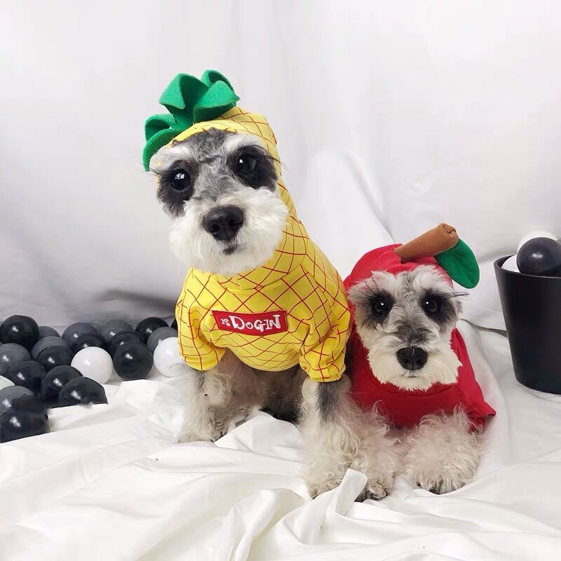 Funny Fruit Puppy Costume Pet Dog Clothes for Small Dogs Chihuahua Pug Cute Hoodies French Bulldog Apple Pineapple Apparel ZZC02