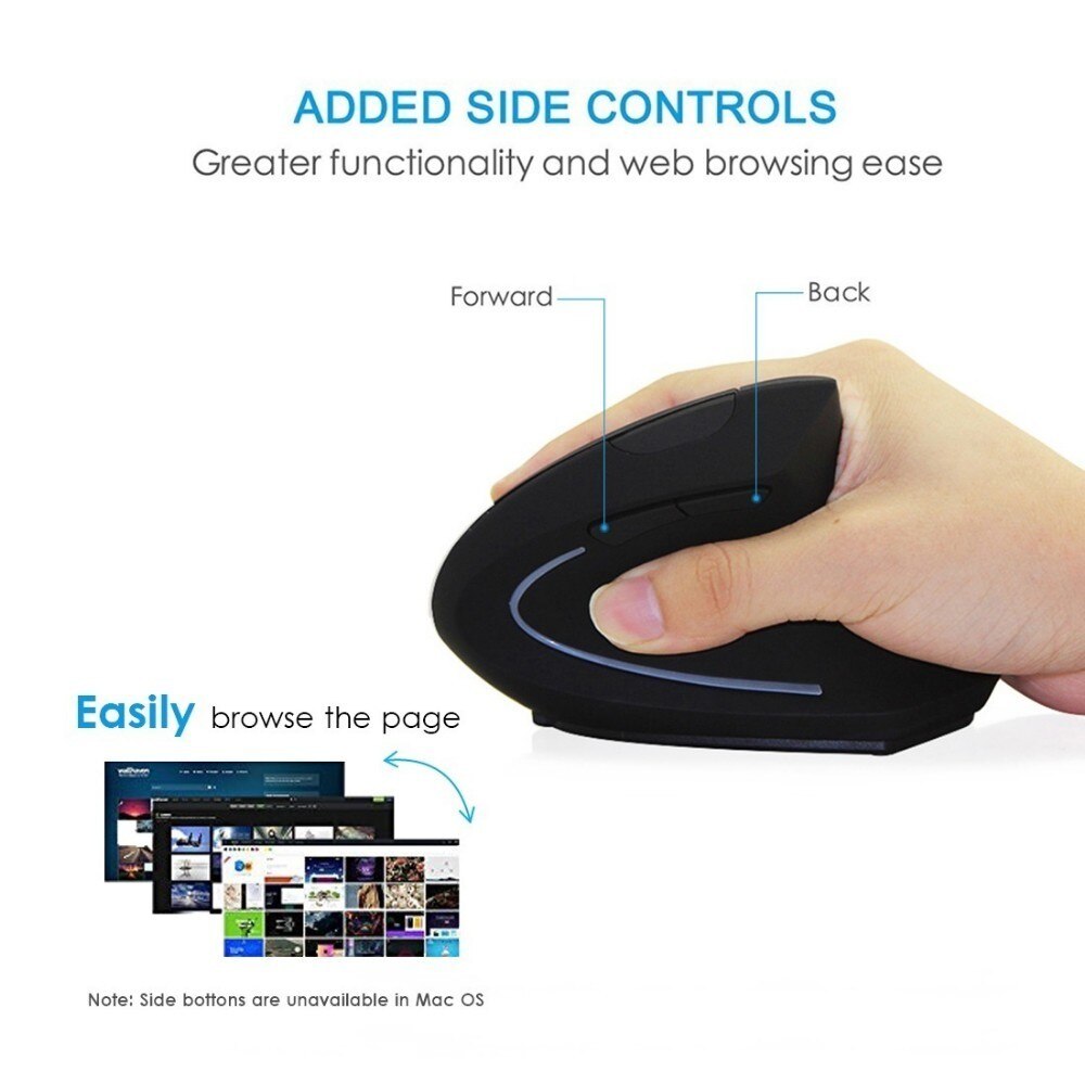 CHYI Ergonomische Vertikale Maus kabellos 1600DPI Optische Computer Mause Gamer 5D LED Spielen Mäbenutzen Mit Maus Pad Bausatz Für Laptop PC