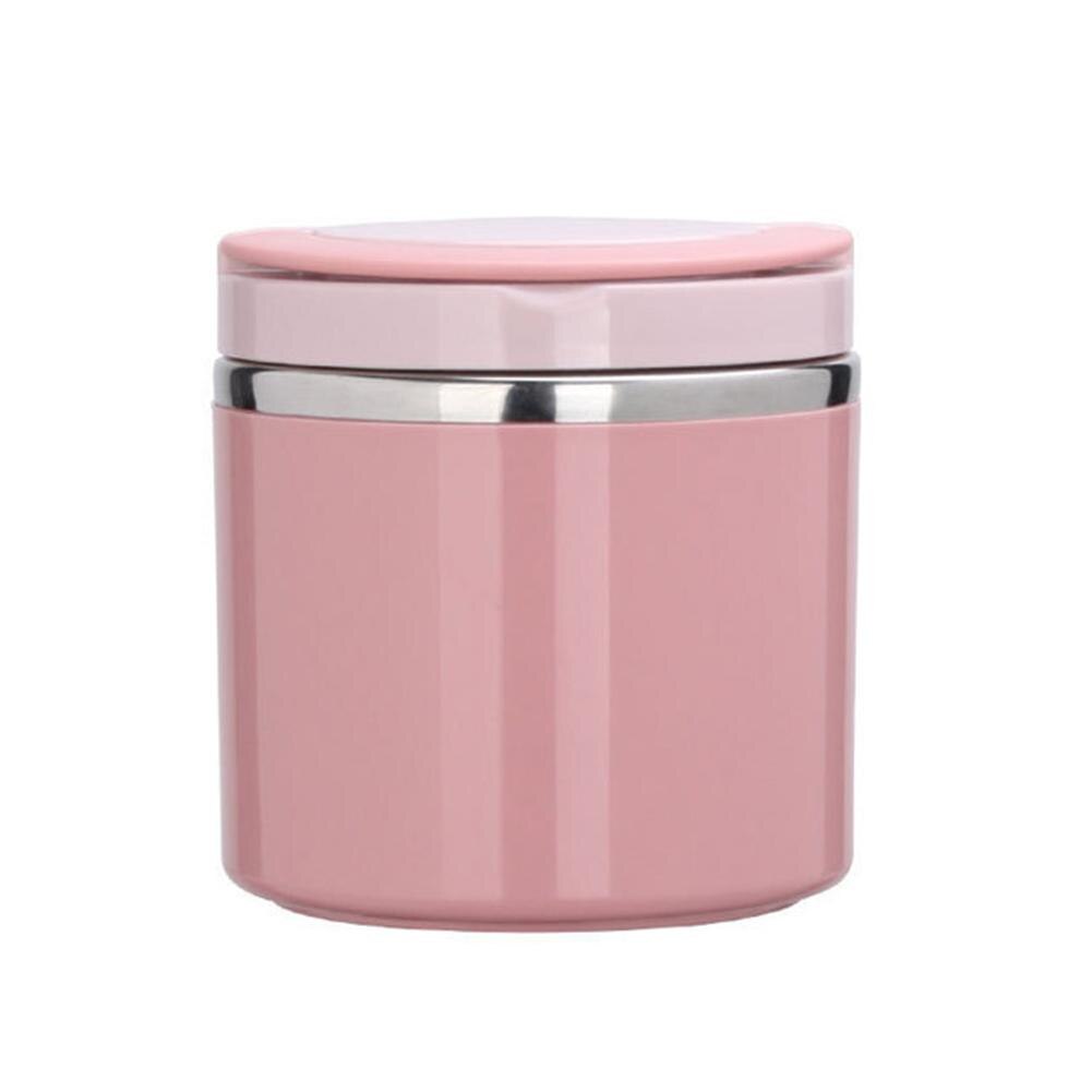 Sopptermos matburk isolerad lunchbehållare bento box för kall mat matflaska rostfri matlåda med handtag: Rosa / 630ml