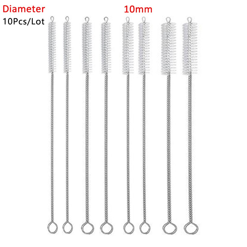 4/10/12 Teile/satz Stroh Reinigung Pinsel Edelstahl Nylon Weiches Haar Glas Rohr Reiniger Pinsel Strohhalm wiederverwendbar Flasche sauberen Pinsel Werkzeuge: 10mm Dia (10Stck)