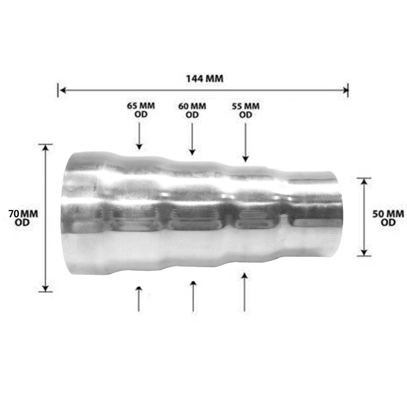 201 Stainless Steel Universal Weldable Exhaust 5 Step Reducer Adapter Connector Tube Pipe Cone